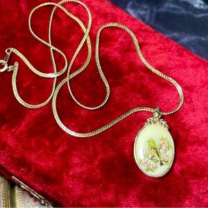 Whiting & Davis bird pendant on gold tone chain